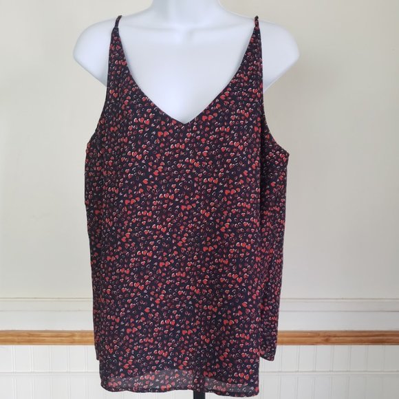 Banana Republic Tops - BANANA REPUBLIC Cami Top Womens Large Hearts Print Navy Sleeveless Adj Strap NEW